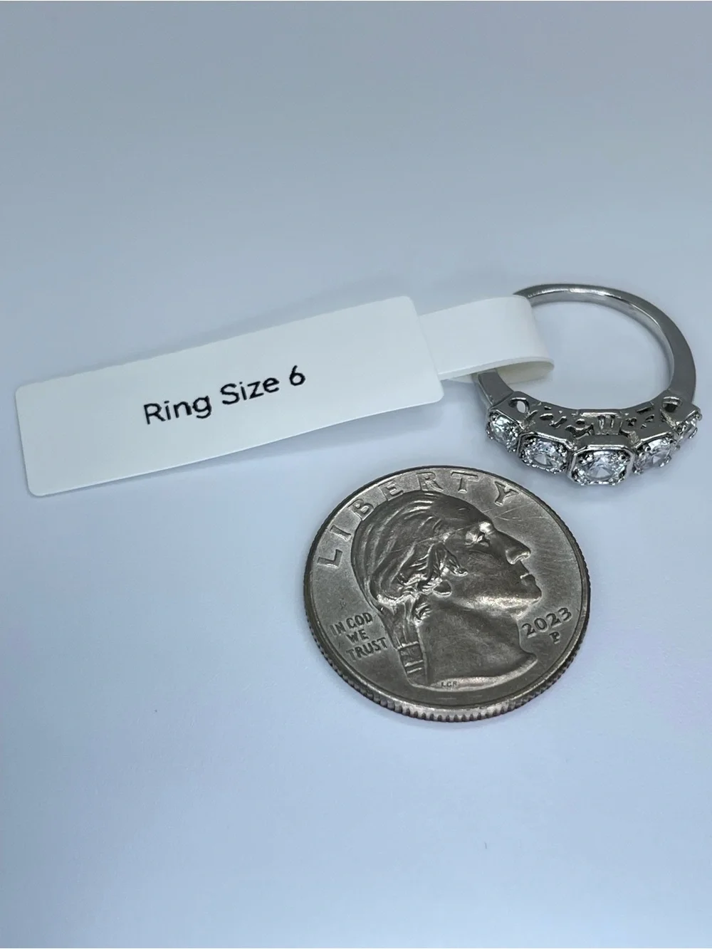 Swarovski Crystal Elements White Crystal Band Ring Minimalist Sz 6